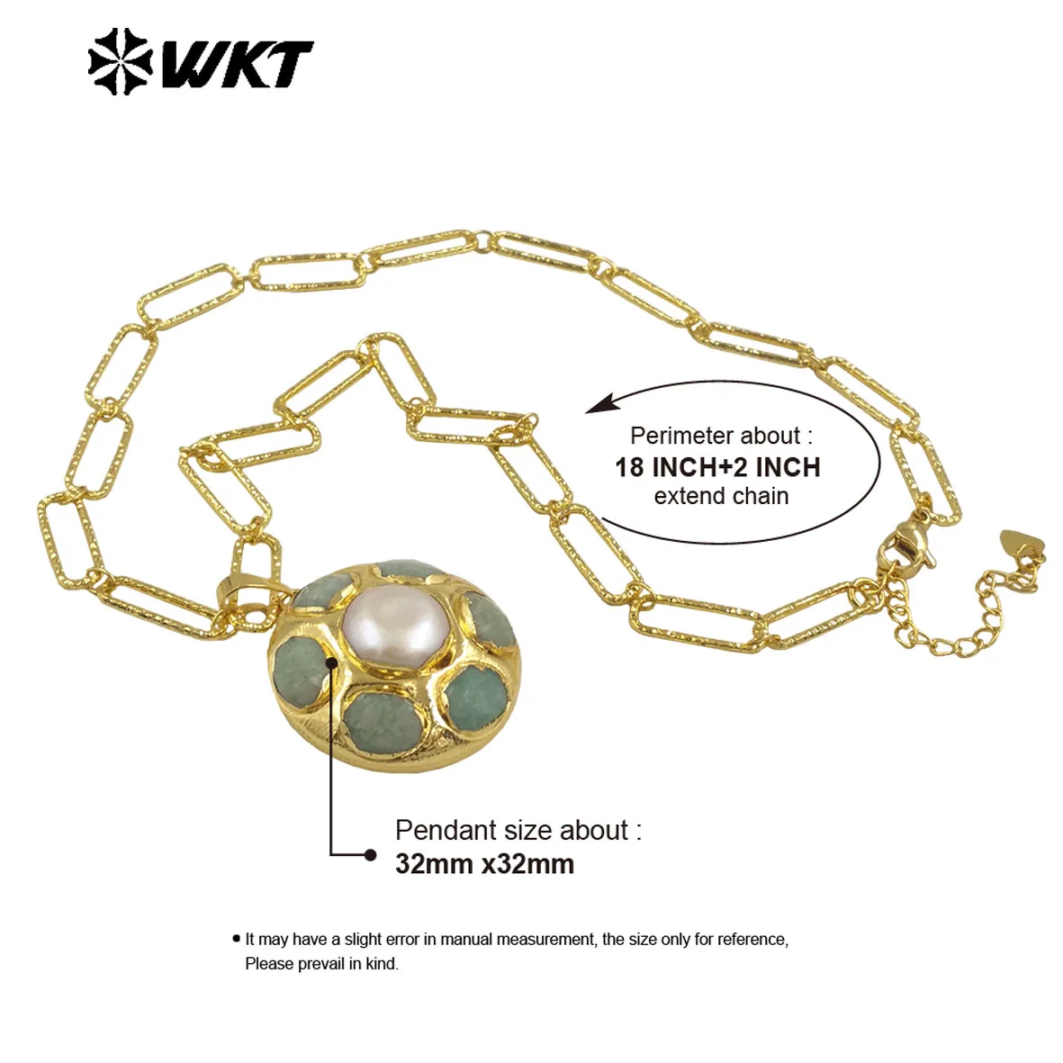 WT-N1493 Versatile Popular Classic Unique Natural Stone Pearl Necklace With Real Gold Plated For Girl Dressing Up