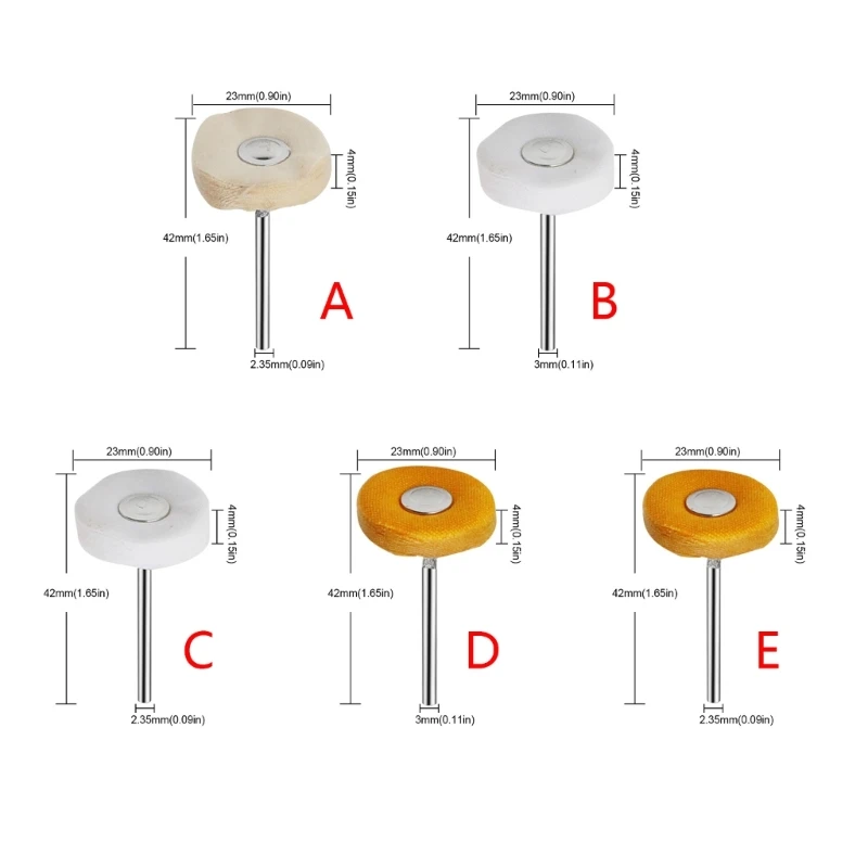 Vải Nỉ Mài Đầu Chà Nhám Mài Mòn ĐỆM PHỒNG Bánh Xe 2.35-3mm Chuôi Sợi Cotton Đánh Bóng Bàn Chải Mini cho Máy Khoan