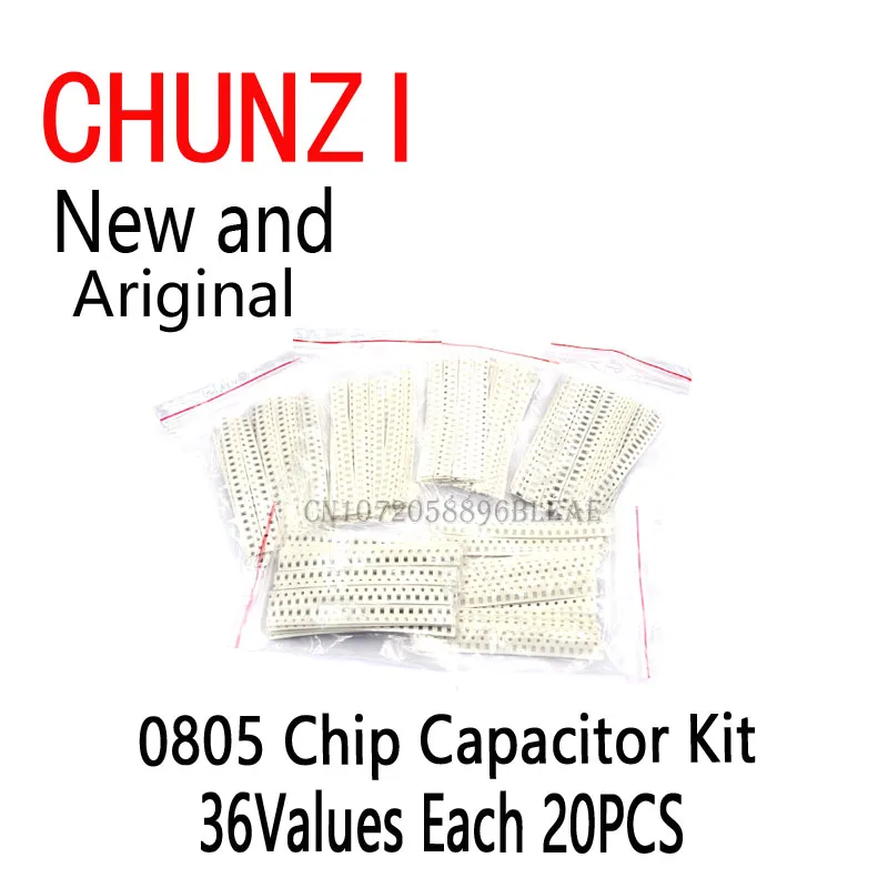 720pcs=36Values*20PCS 0805 SMD Capacitor Assorted Kit 1pF~10uf Component Diy Samples KIT