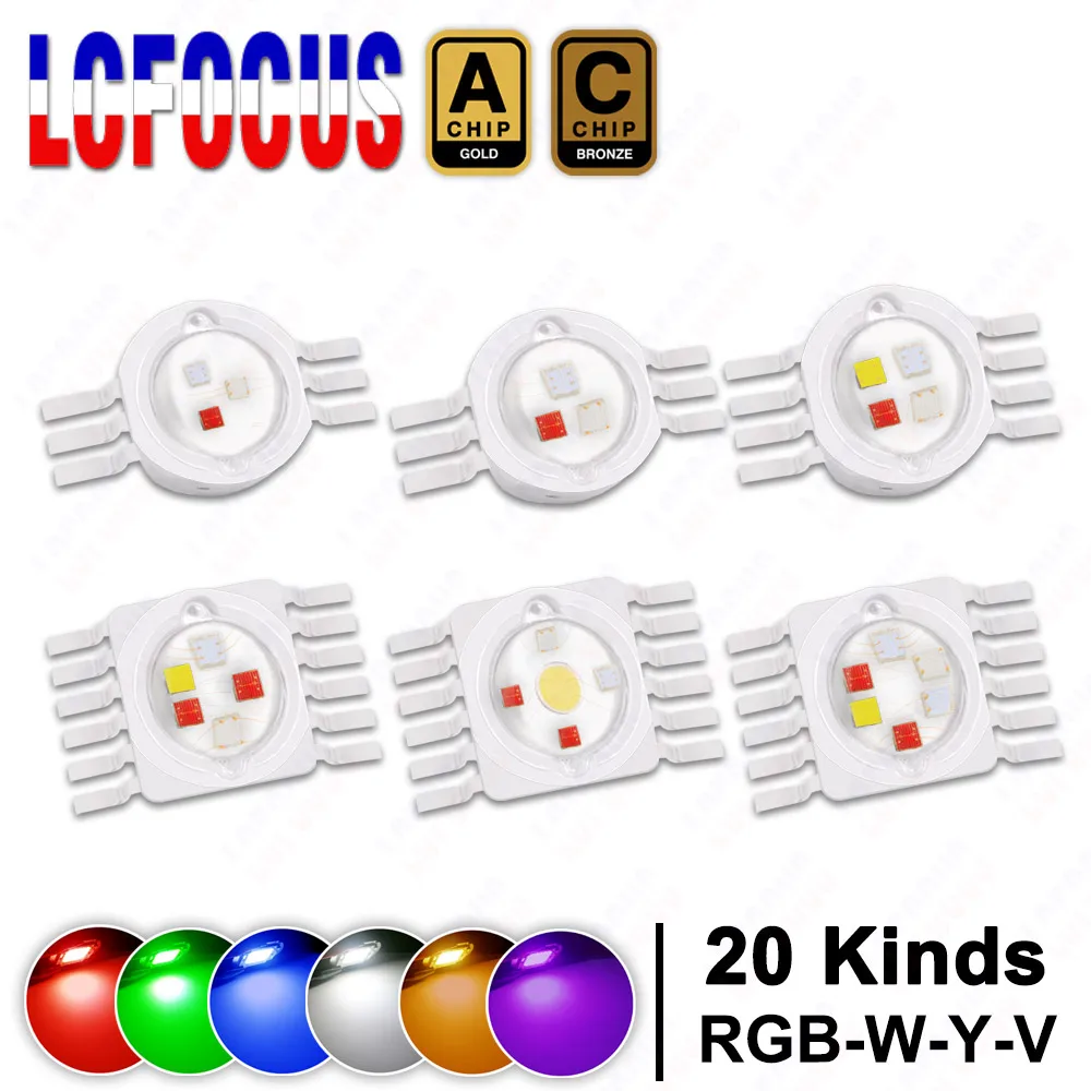 RGB RGBW RGBWW RGBWY RGBWYV LED COB Chip 3W 4W 5W 6W 8W 9W 10W 12W 15W 18W Colorful For 3 6 9 12 15 18 W Watt Stage Light Beads