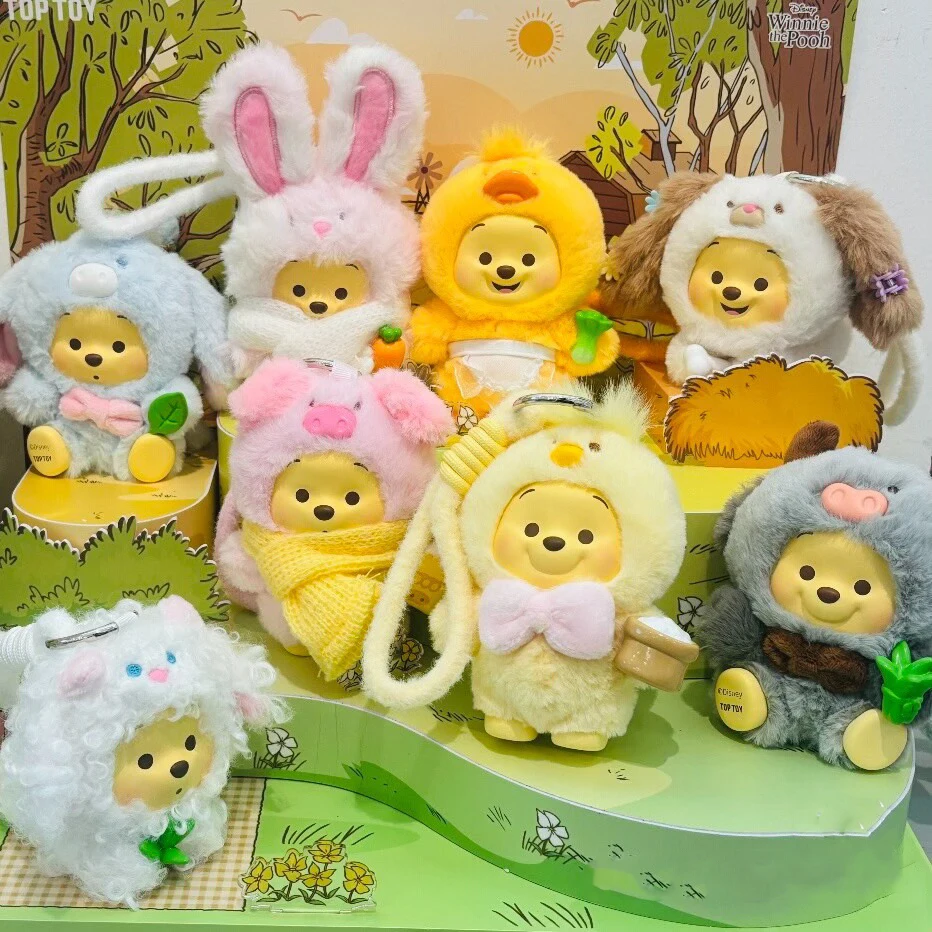 New TOPTOY Winnie The Pooh Happy Farm Series Vinyl Plush Blind Box Cute Figure Dolls Trendy Toy Pendant Mystery Box Girls Gift