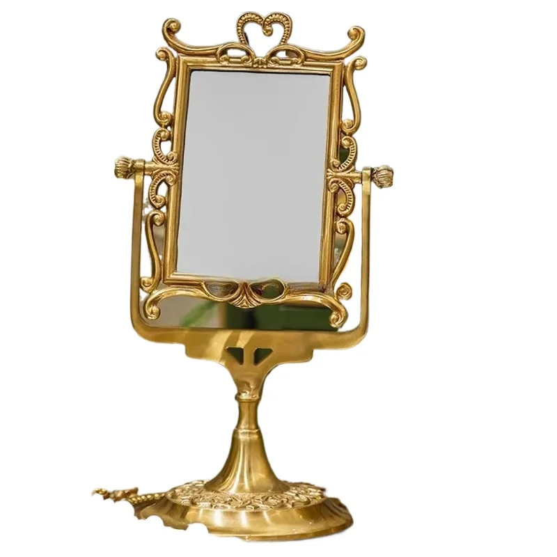 Retro European rectangular mirror decoration desktop luxury pure brass other home furnishings