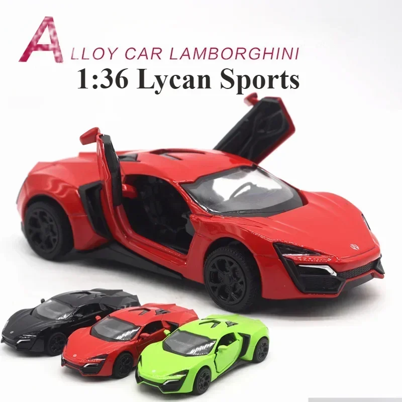 1:36 Lycan Sports Car Racing High Simulation Alloy Dubai Green Children's Double Door Sound And Light Back Toy Car