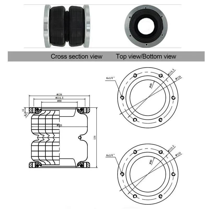 for 2S2300F Air Suspension Shock Absorber Rubber Airbag 134mm Two Layer Hoist Type for Truck