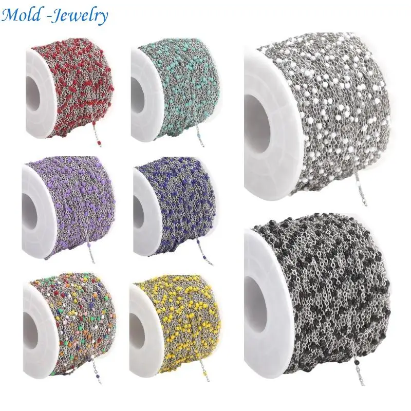 

69HB 2M Stainless Steel Beaded Chain Jewelry Necklace Chain Bead Chain Craft Chain Supplies Adjustable Necklace Chain