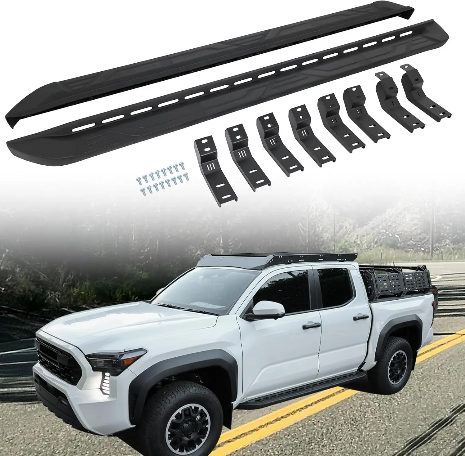 

Подножки подходят для Toyota Tacoma 2024-2026, боковые ступеньки 4-го поколения, аксессуары для Nerf Bar