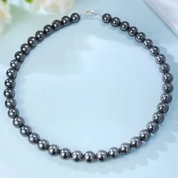 Fashionable Strong Light Round Tahiti Black Pearl 10mm Large Pearl Vintage Necklace French Collar Chain