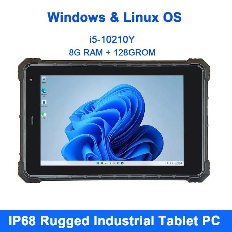 8-дюймовый промышленный планшет Windows 11 Pro Intel i5-10210Y 8G + 128G IP68 4G NFC 2D сканер штрих-кода Linux OS Прочный планшетный ПК