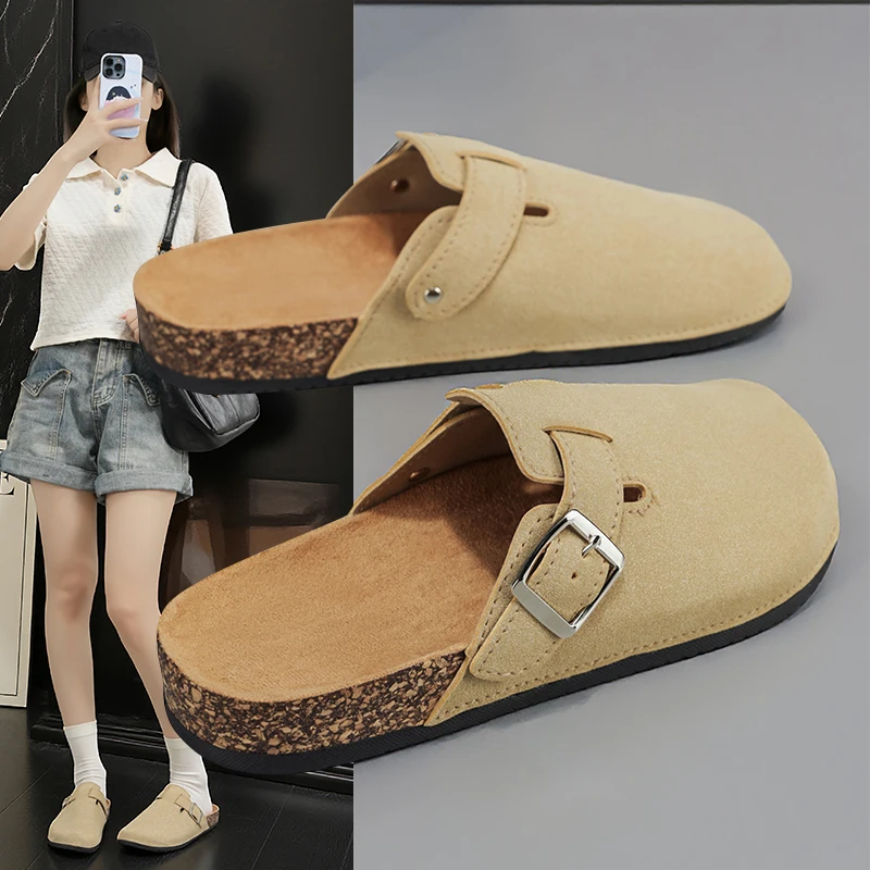 

Unisex Closed Toe Cork Mules Slippers Outdoor Beach Casual Slip On Shoes