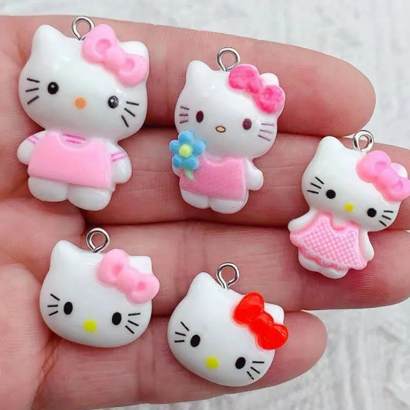 10pcs Resin Animal Cat Charms Cartoon Charm Pendants DIY Earrings Necklaces Jewelry Making Crafts Accessories