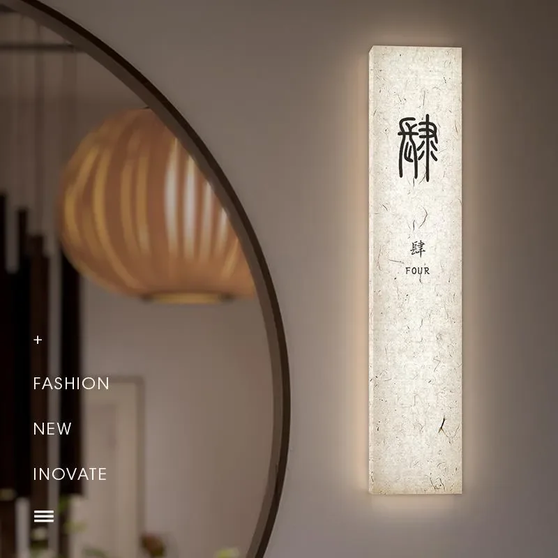 Chinese Retro Style Acrylic Room Number Plate for Hotel Tea House Decor Modern Rice Paper Design Wall Sign Light Up Door Tag