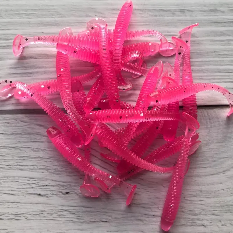 100Pcs T tail soft bait 50mm 0.8g bionic bait thread boot tail soft worm fake bait bait import material