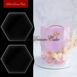 2pcs/set Hexagonal Shape Clear Acrylic Cake Board DIY Buttercream Smoothing Cake Disk Wedding Tray Cake Decorating Tool Bakeware