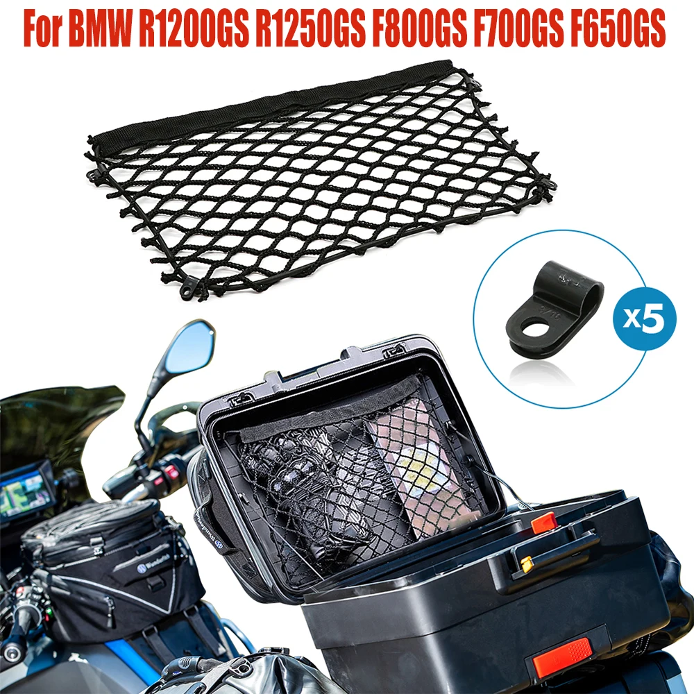 Motorcycle Nets Organizer Luggage Storage Cargo Moto Net Mesh With Clips For BMW GS R1200GS R1250GS F700GS F850GS F750GS F650GS