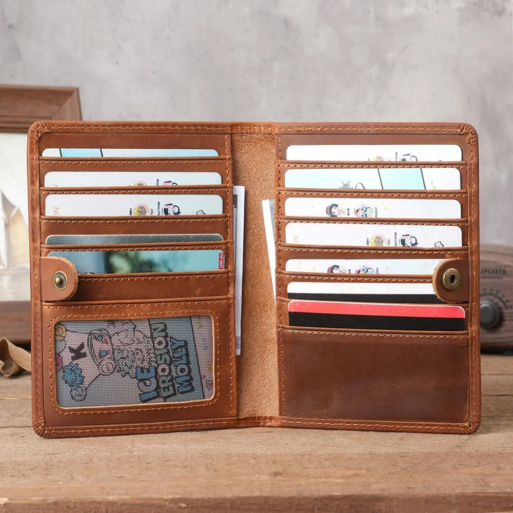 

Genuine Leather Credit Card Organizer Wallet for Men Fold with Coin Pocket and ID Window Minimalist Wallet for Men
