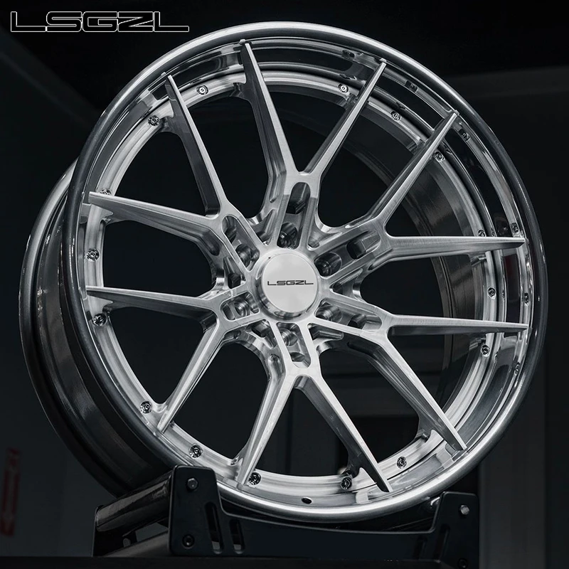 lsgzl forged 2-piece custom 5x114.3 5x130 for  C8 Ferrari Chrome silver concave deep lip rim 16-26 inch luxury car wheel