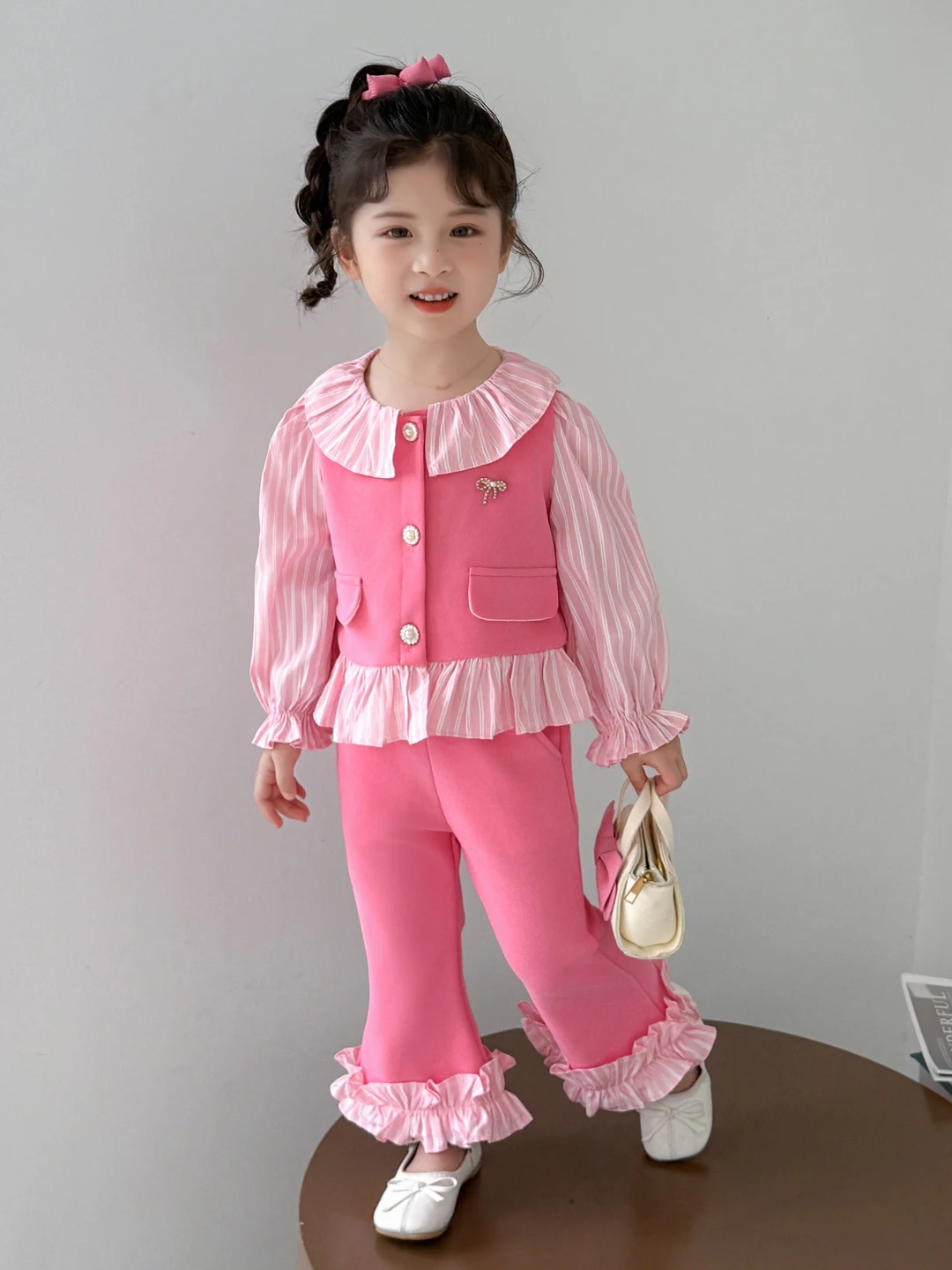 

Комплект детской одежды Princ Sle Autumn Faion для девочек, весенне-осенний костюм-двойка, милый длинный свеч для маленьких девочек, круглый...