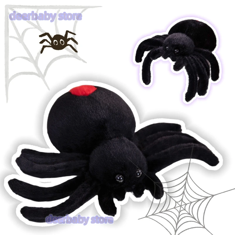 

Artificial Insect Black Big Spider Three Models Plush Toy Soft Stuffed Cotton Decoration House Halloween Holiday Decoration