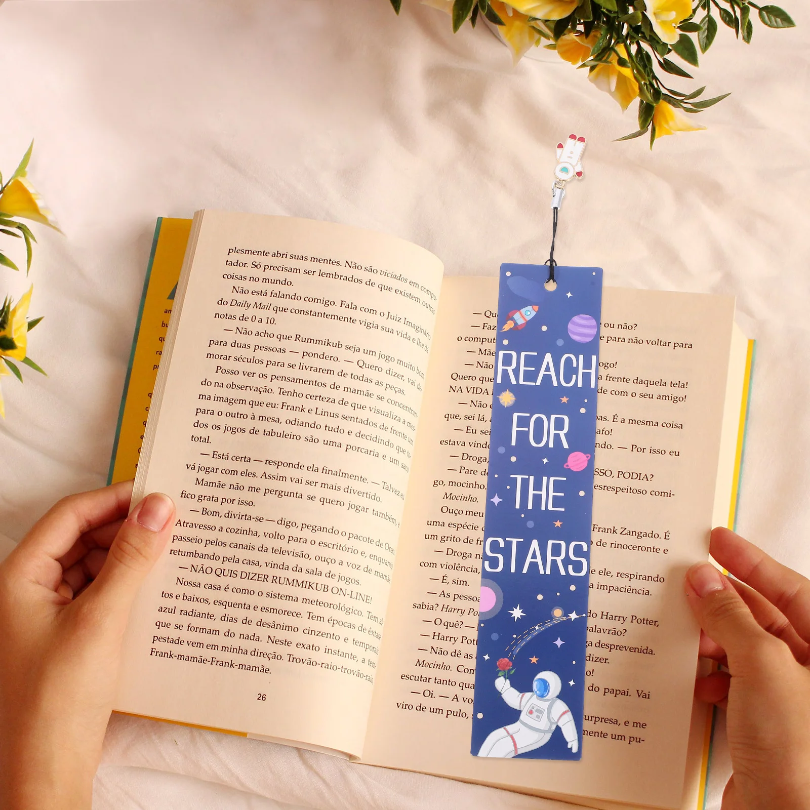 10Pcs Space Theme Bookmarks with Metal Charms Cartoon Printing Bookmarks Kids Reading Bookmarks bookmarks for kids