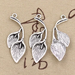 12pcs Charms Calla Lily Flower Leaf Branch 40x14mm Antique Silver Color Pendants DIY Crafts Making Findings Tibetan Jewelry