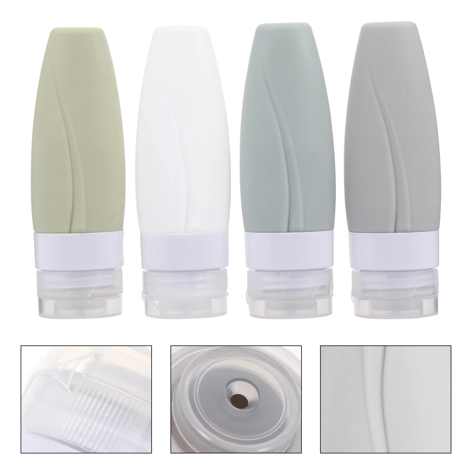 4pcs Silicone Travel Bottles 60Ml Portable Storage Containers Leak Proof Squeeze Dispenser For Shampoo Lotion Soap