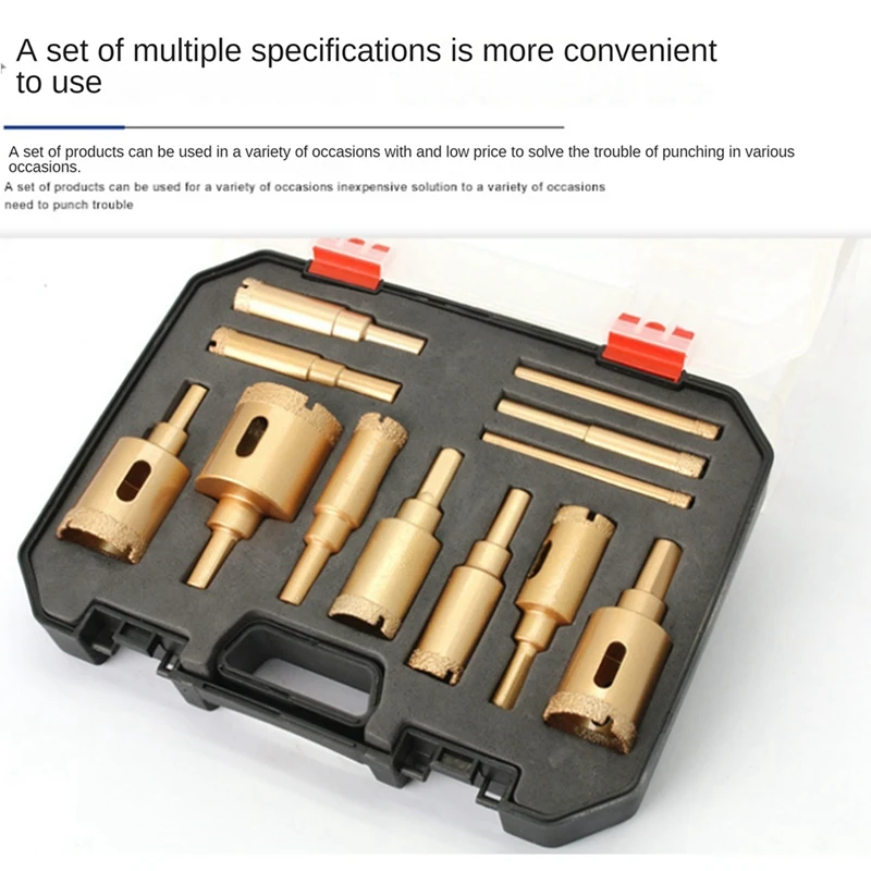 Brazing Hole Opener Set Multi-Purpose Drilling Bit Hole Saw Set Hand Tools Are Suitable For Marble Tiles Glass, Etc