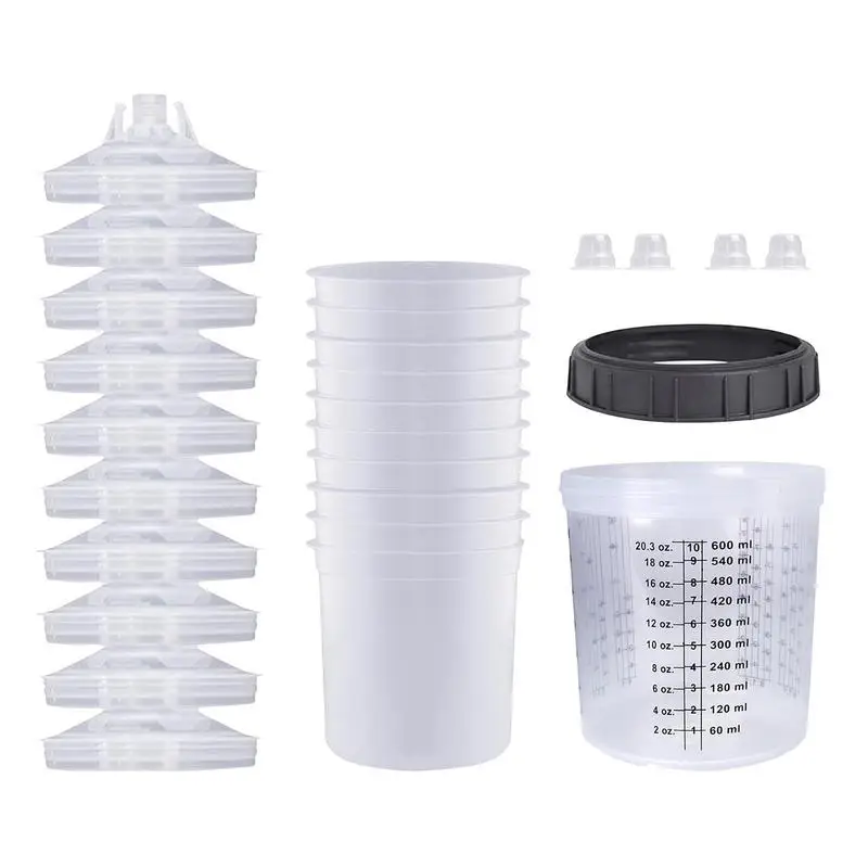 

Paint Cups 10pcs Transparent Paint Mixing Cup Kit For Cars Paint Measuring Cups With Lids Paint Sprayer Cup Liners For Paint