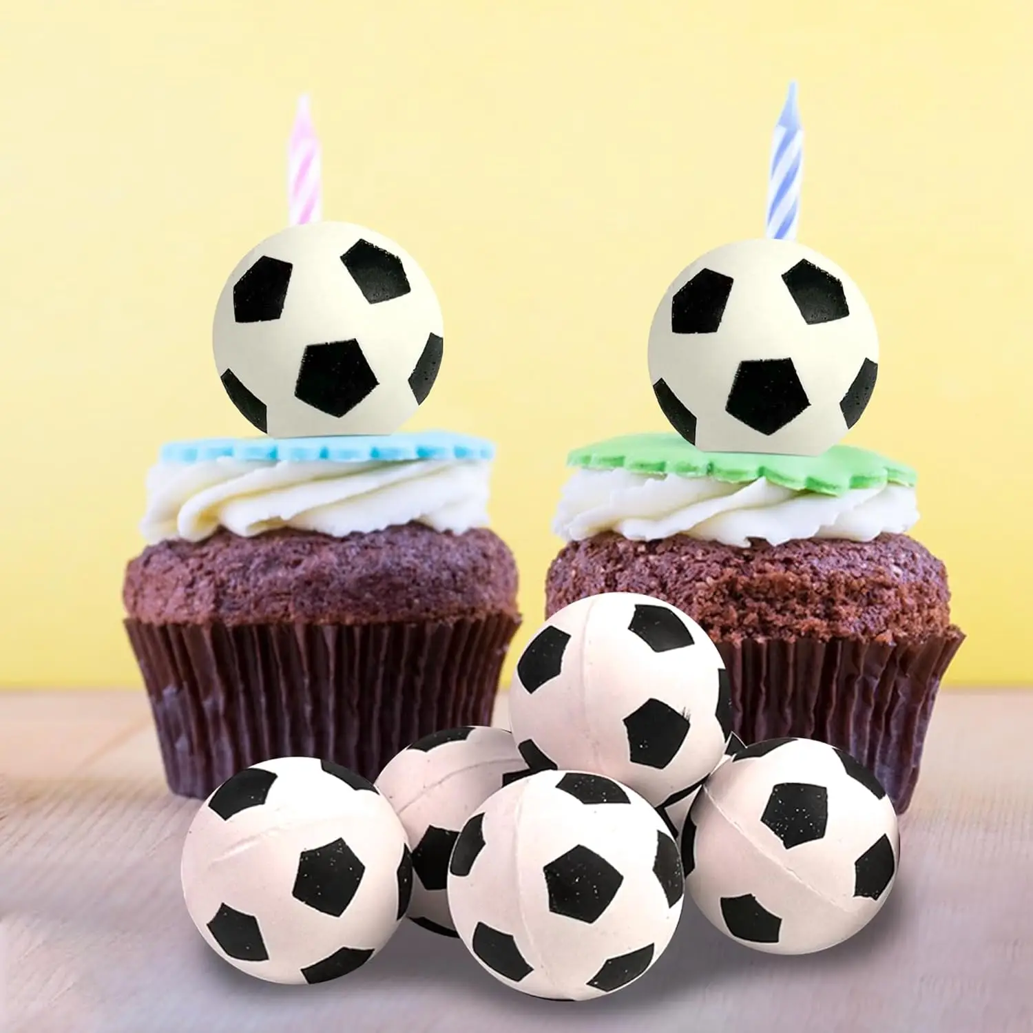 5-30pcs Football Ball Cake Topper Noise Maker Mini Soccer Ball Cup Cake Decoration Soccer Football Sport Birthday Party Supplies