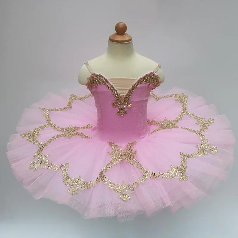 Tutú de ballet profesional para niños y niñas, trajes de baile de salón de bailarina, rosa y negro