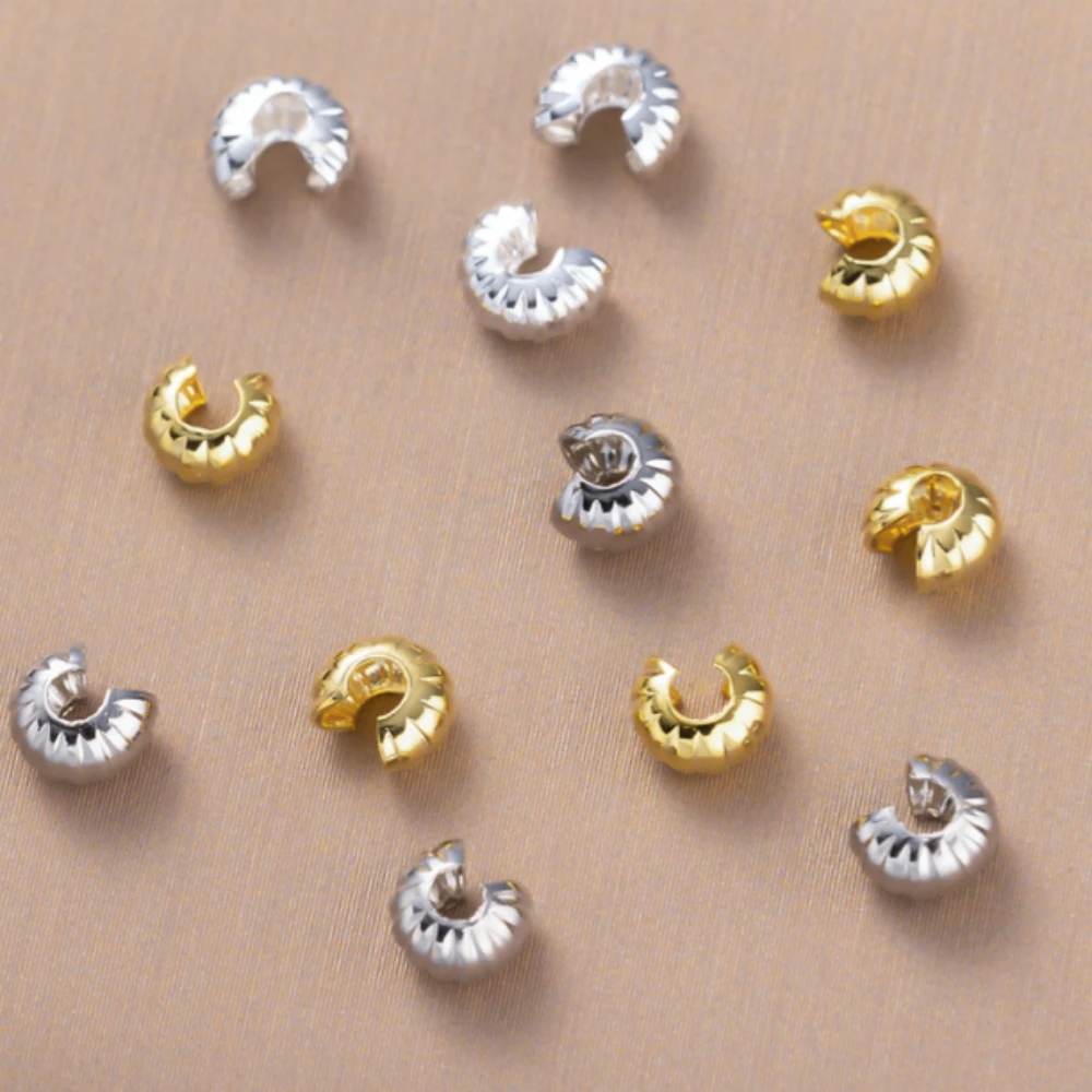 50/100 قطعة 4.5 مللي متر 18K الذهب النحاس مطلي نهاية تجعيد الخرز غطاء فضفاض الحفرة الكبيرة فاصل سدادة حبة DIY بها بنفسك صنع المجوهرات اكسسوارات