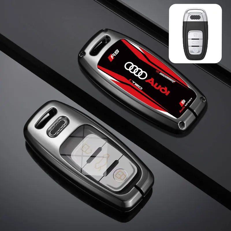 Alloy Car Smart Remote Key Case Fob Cover Shell for Audi A4 A5 A6 A7 A8 Q8 Q5 S6 S7 S5 S4 RS6 RS7 Keyless Keychain Accessories