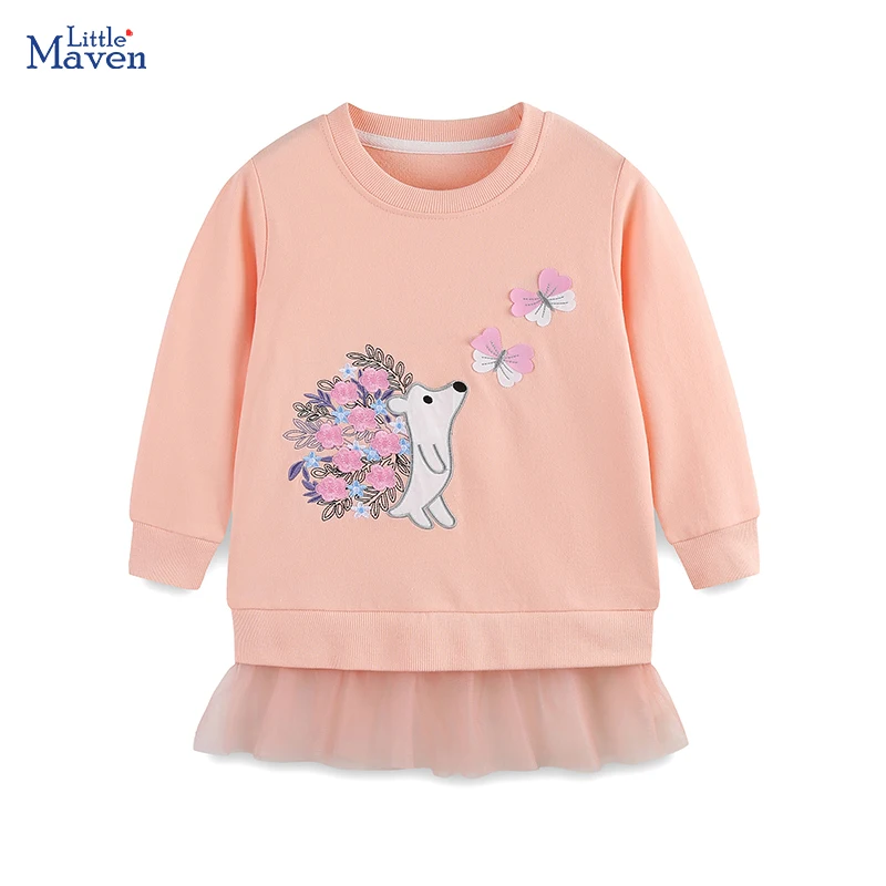 

Little maven, топы с длинными рукавами и радугой для маленьких девочек, детская одежда, осенне-весенние толстовки, корейская детская одежда