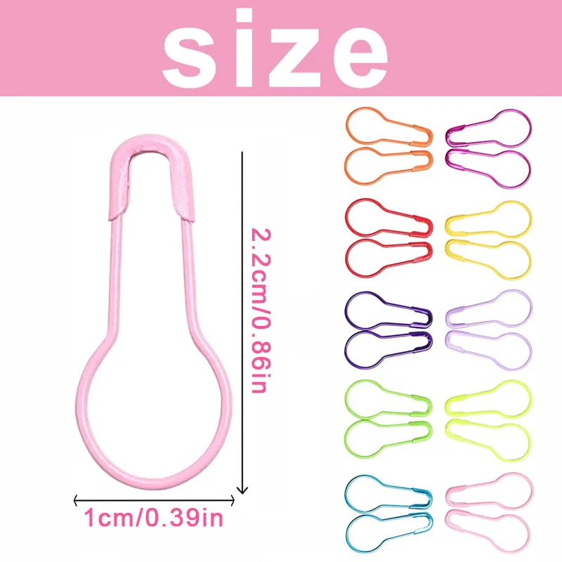100Pcs Cucurbit Pear Shaped Metal Safety Pin Knitting Stitch Marker Tag Clips Hangtag DIY Sewing Tools Needle view 2