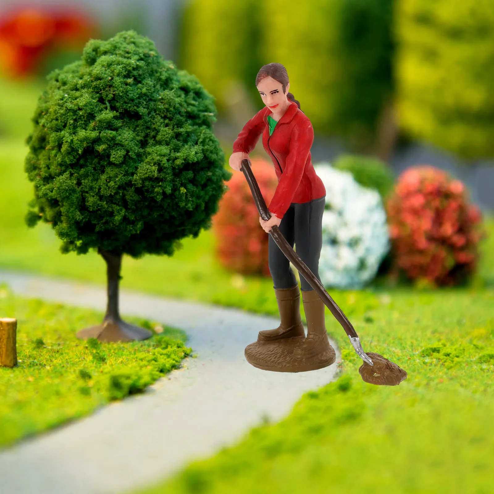 

2Pcs Farmer Character Simulation Woman Miniature Farmworker Figures Desktop Decor Sand Table Ornament Miniature Farmer
