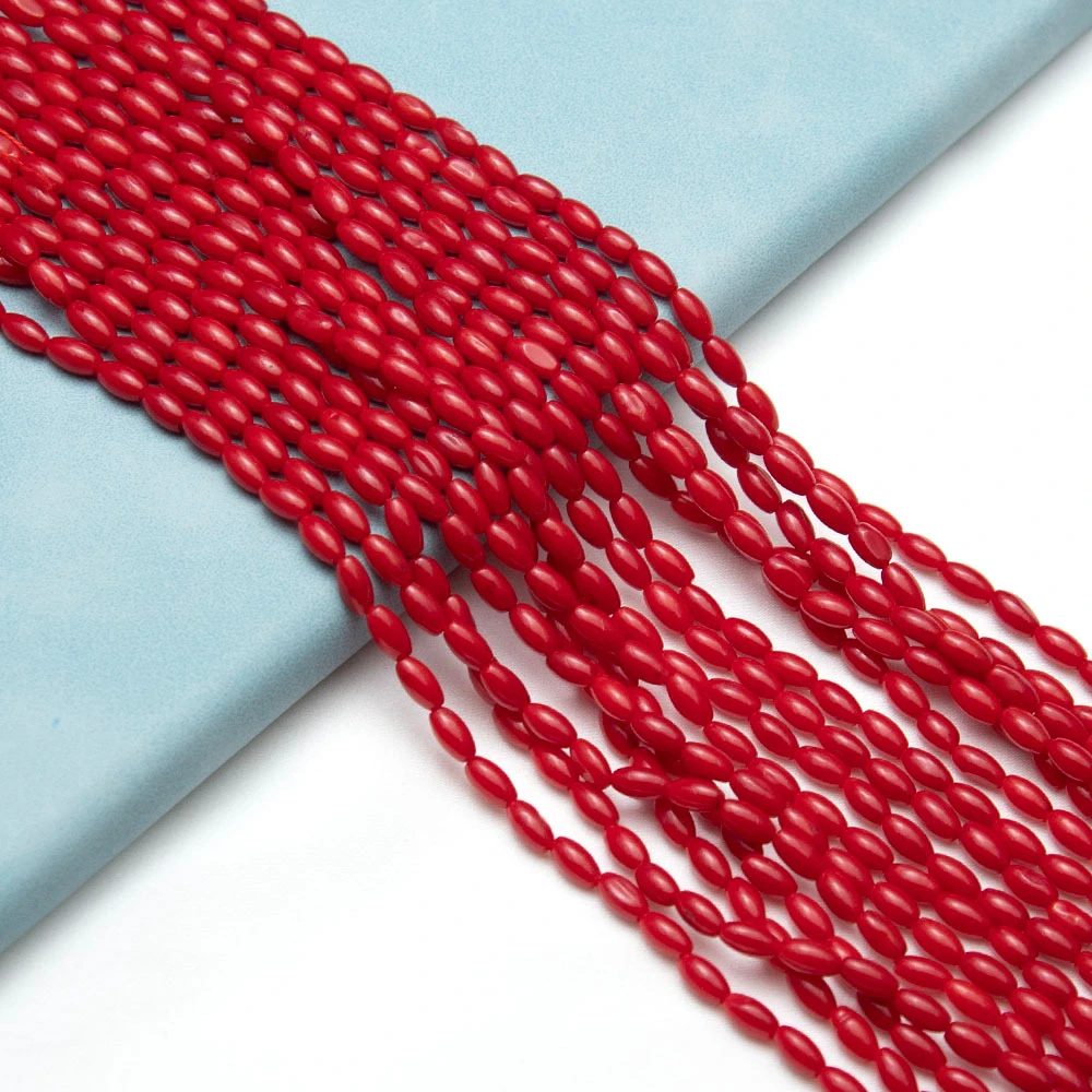 المرجان الطبيعي الأرز على شكل فضفاض الخرز 3.5x6.3 مللي متر الأحمر عزل الخرز حلية صنع المجوهرات سوار ذاتي الصنع قلادة أقراط هدية #6