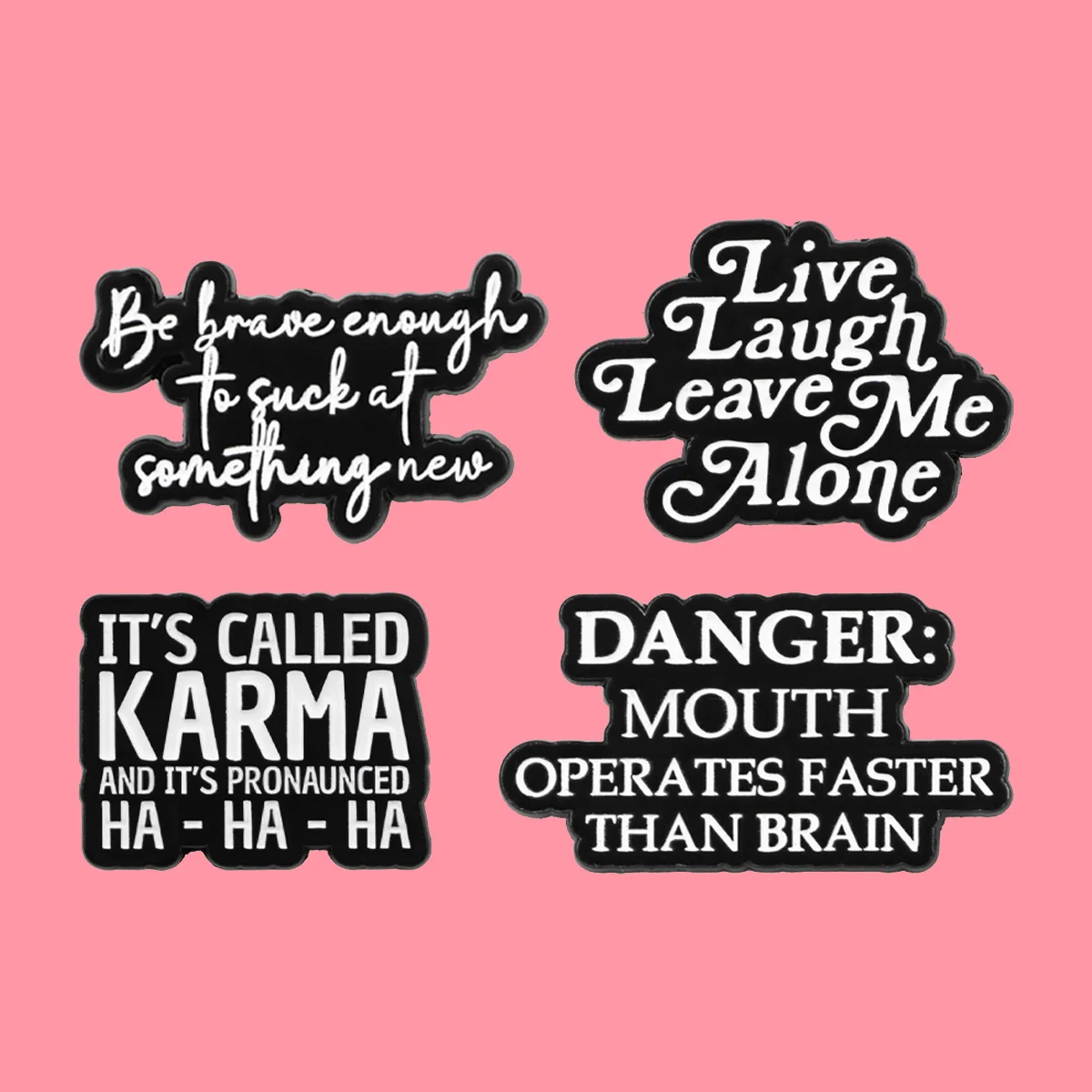 "DANGER：MOUTH OPERATES FASTER THAN BRAIN " Enamel Pin Self Deprecating Quote Brooch Pines Lapel Pins Badge Fashion Jewelry Gifts