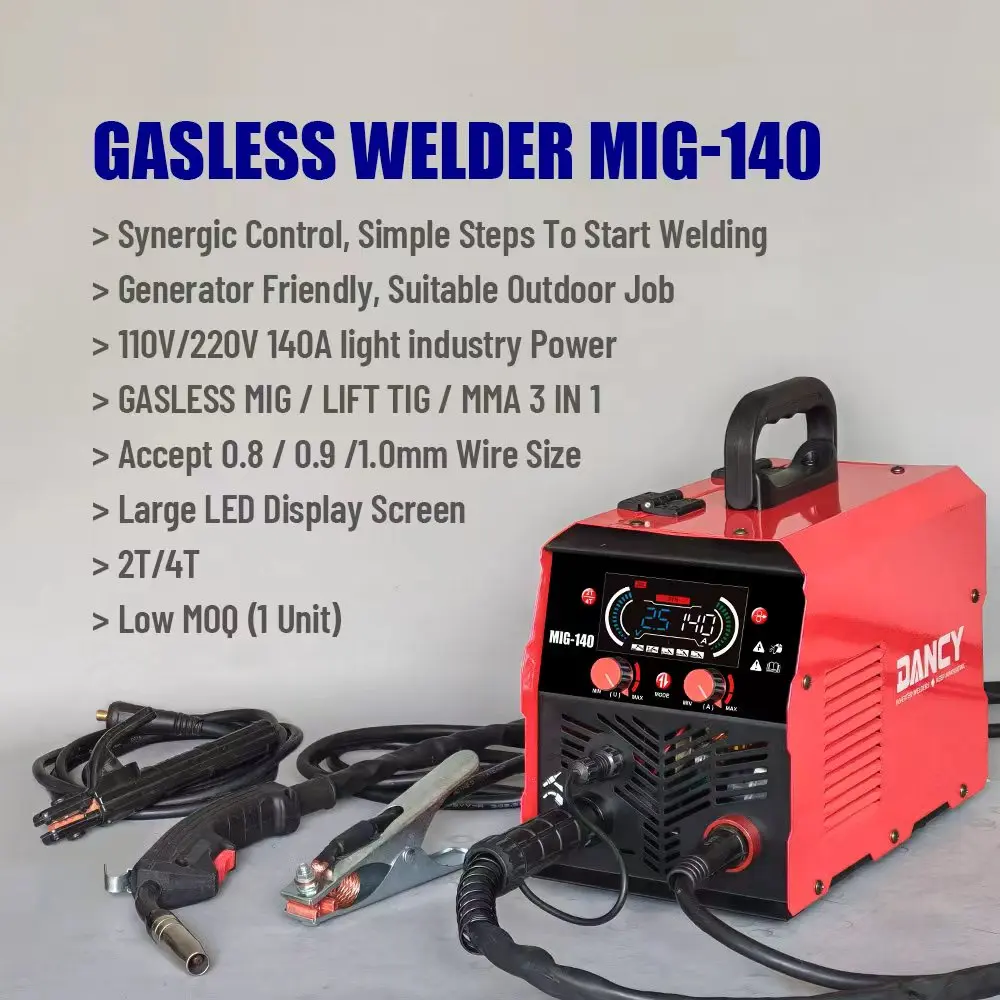 MIG140 Gasless MIG Welders 110V/220V 3-in-1 Synergic MIG/MMA/Lift TIG Soldadora MIG No Gas Welding Machine MIG for Home Use