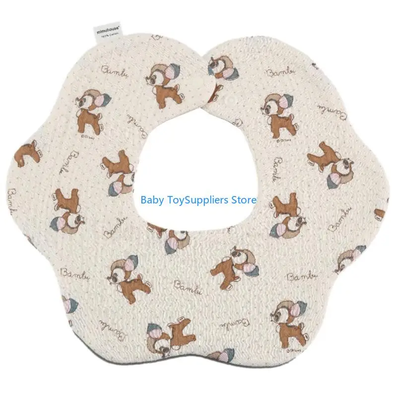 

R1WF Infant Teething Bib Flower Baby Burp Cloths for 0-24M Toddler Gauze-Cotton Saliva Towel Drooling Bibs for Newborn