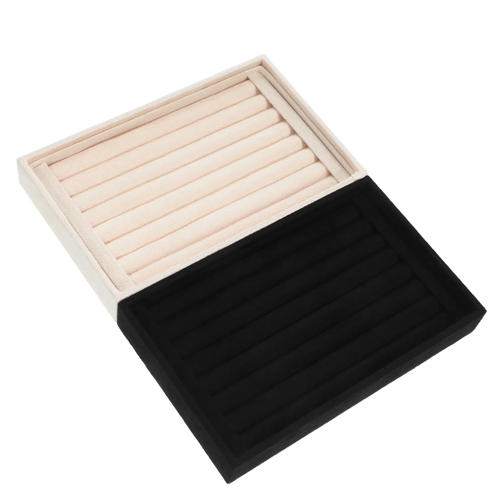 2Pcs Stylish Jewelry Display Tray for Rings Earrings Pendants Space Saving Stackable Trinket Organizer Home Store Photography