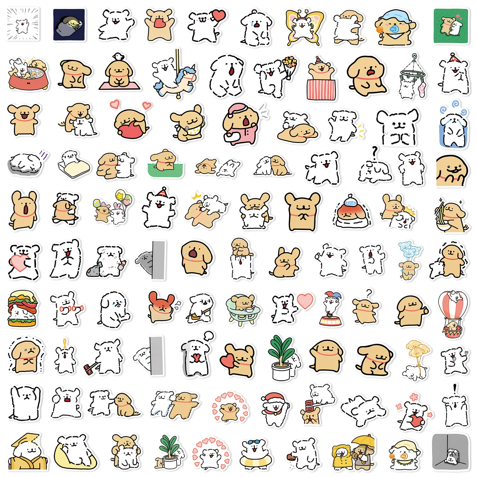 

10/30/50/100PCS Cartoon Funny Line Puppy Cute Dog Meme Graffiti Sticker Decoration Phone Case Waterproof Decal Children's Toys