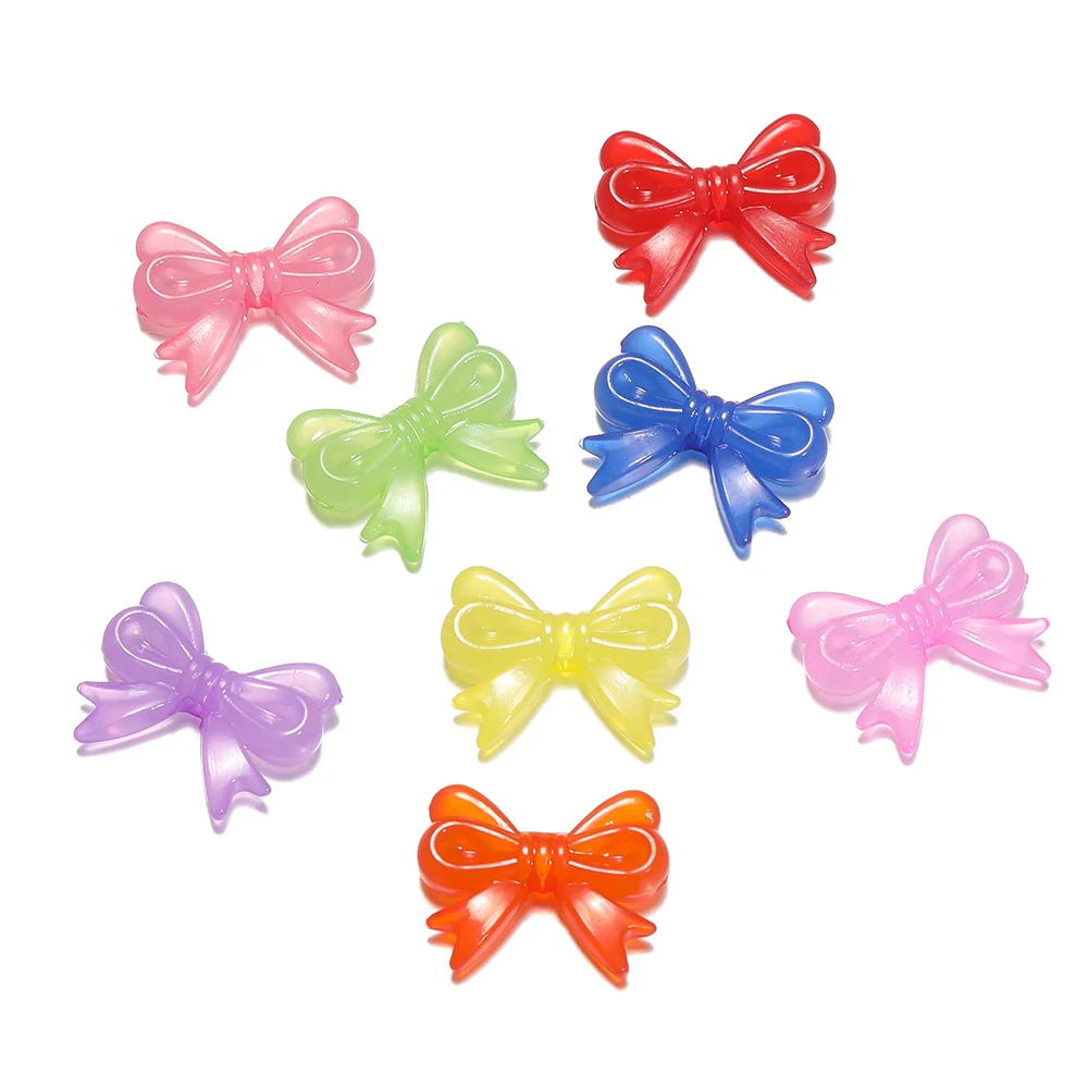 20/30pcs 14*18mm Multicolor Acrylic Bowknot Shape Loose Spacer Beads for Diy Handmade Necklace Jewelry Making Accessories
