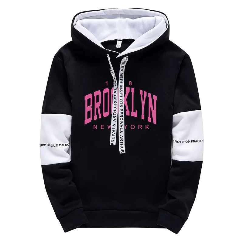Booklyn Print Hoodies für Damen, urbaner, lässiger Mode-Trainingsanzug, Kapuzen-Sweatshirt, Jogginghose, bequemer Pullover für Zuhause und Outdoor – Detail 3