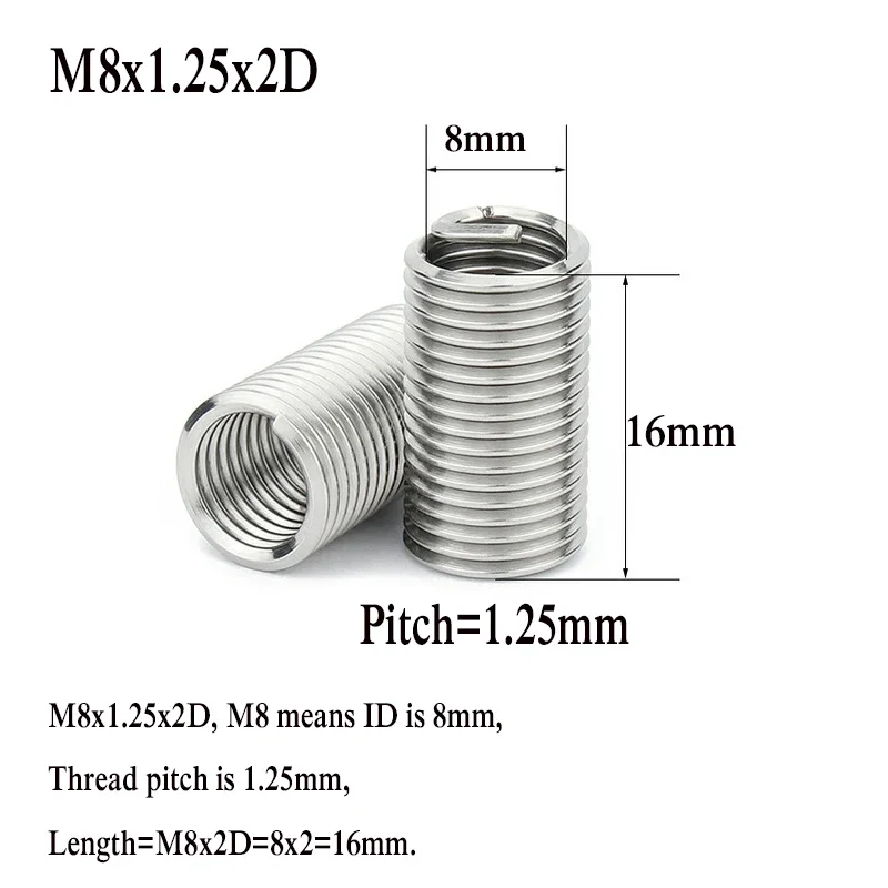 20 stücke Edelstahls ch raube Spiral draht Spiral gewinde einsätze Set Helikoil gewinde Reparatur einsatz m2 m2, 5 m3 m4m5m6m8m10m12m14 – Detail 2