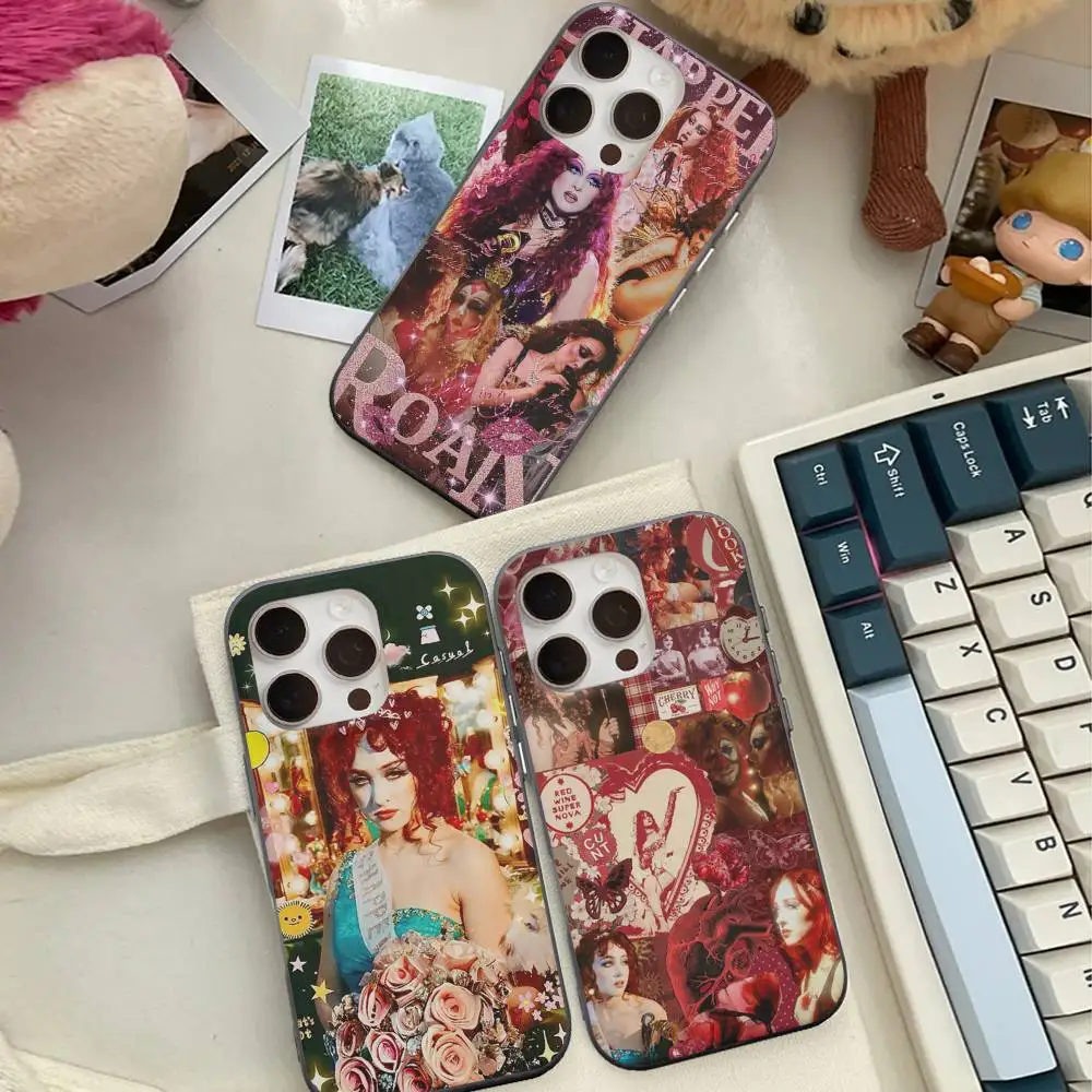 

Popular Singer C-Chappell R-Roan For Phone 17 16 15 14 13 12 11 Pro Max Plus Pro Air Phone Case Corrugated Stripe Back Cover