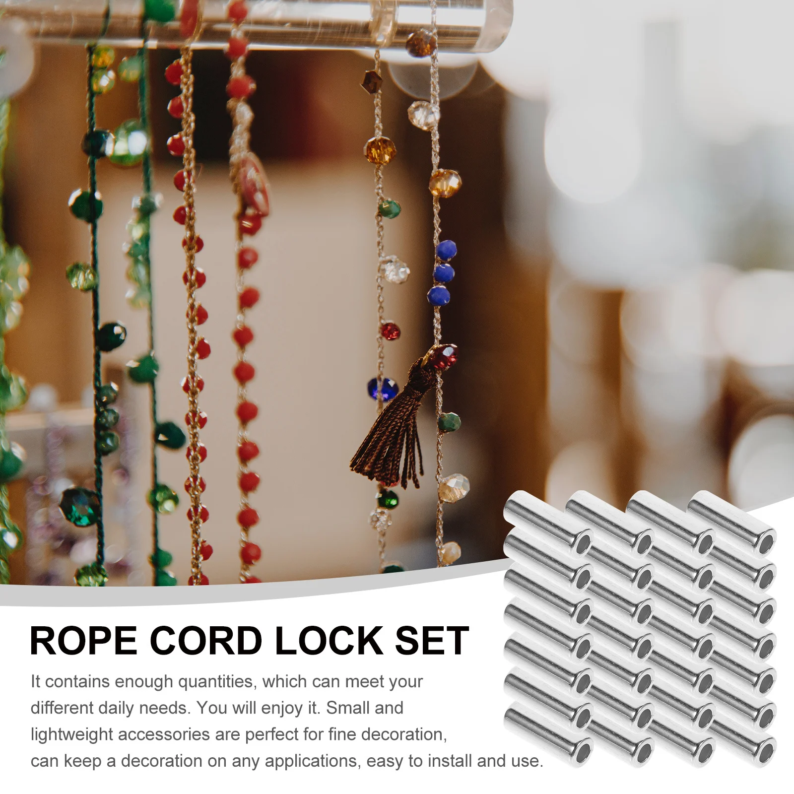 30 قطعة من حلقات معدنية لتثبيت الحبال، خرز أسطواني من السبائك لحاملات النباتات المعلقة وأكياس الحبال وأعمال الحرف اليدوية