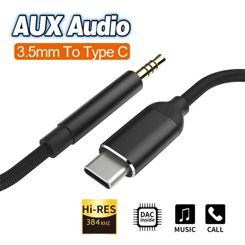 NNBILI-Cable de Audio TPE tipo C a 3,5mm, adaptador de conector de auriculares para coche, Aux para Samsung S20 Plus Note 20 S21 Ultra Xiaomi Huawei