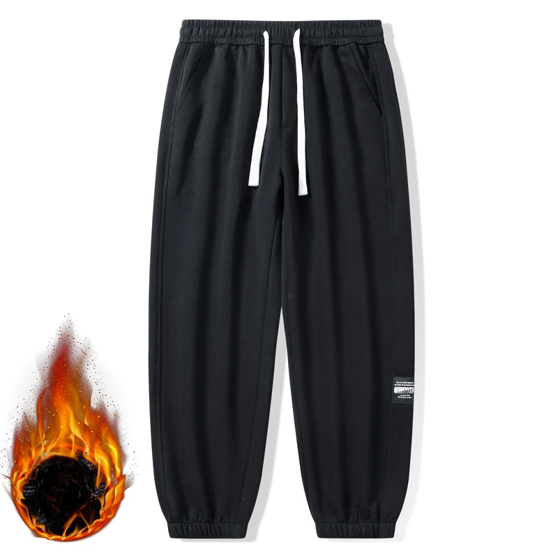 High Street Versatile Casual Elastico in vita con coulisse Pantaloni sportivi Maschile in pile imbottito Moda Uomo Autunno Inverno Pantaloni Pantaloni spessi