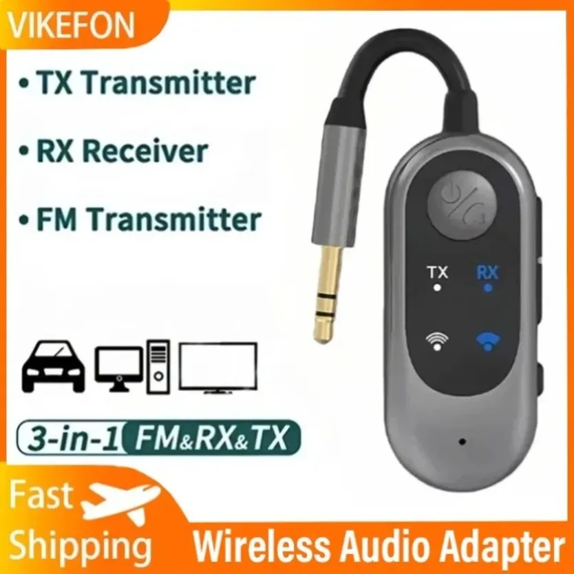 2‑in‑1 3.5mm Aux Wireless Audio Adapter Bluetooth 5.3 Receiver Transmitter For TV Headset Car Radio Flight Player Speaker Device