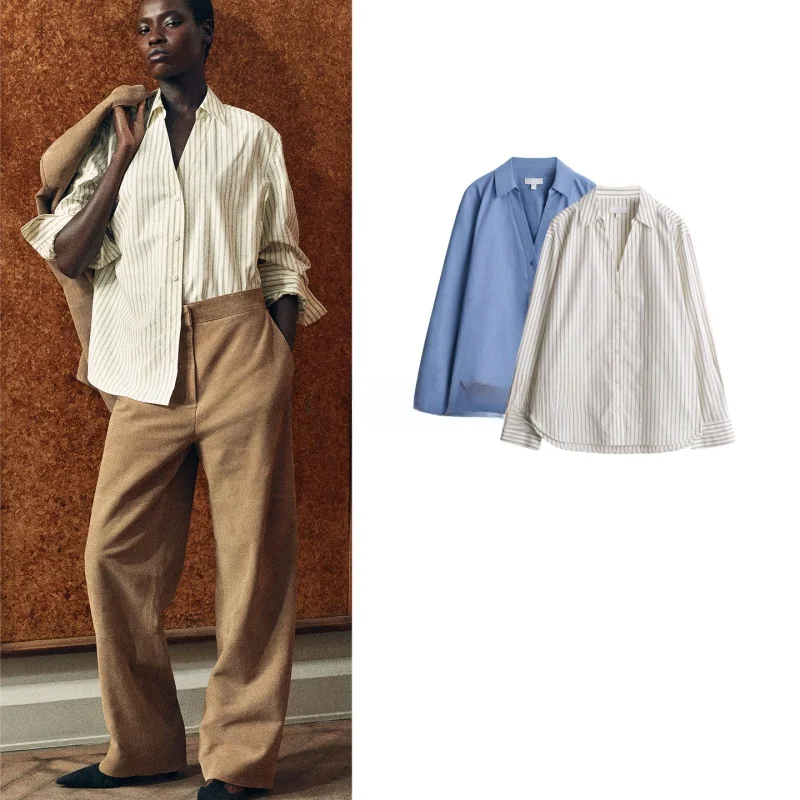 

Spring New Arrival Women's Casual Style Long Sleeve Button up Shirt Collar Top Commute Style Straight Cut Polyester Fiber