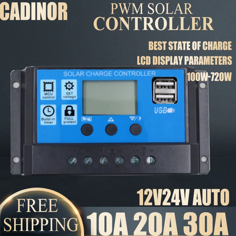 PWM Solar Charge Controller For Solar Turbine Generator System Waterproof IP54 Factory Price 100-800W 10-30A12V/24V auto